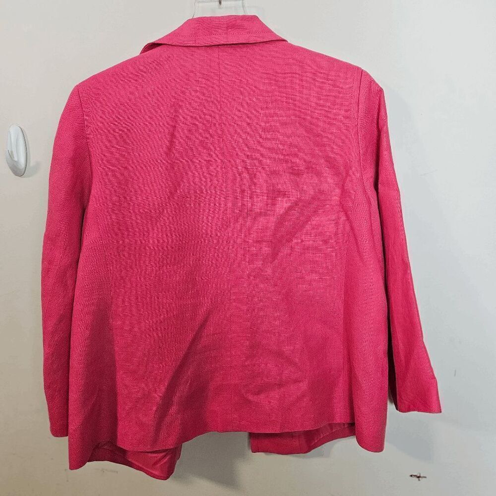 Talbots Open Front 100% Linen Summer Blazer Womens Hot Pink Barbie Core 14 - Picture 4 of 4